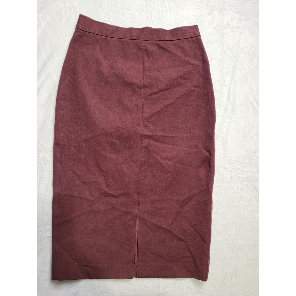 Banana Republic Pencil Skirt Women 4 Burgundy Midi Back Zip